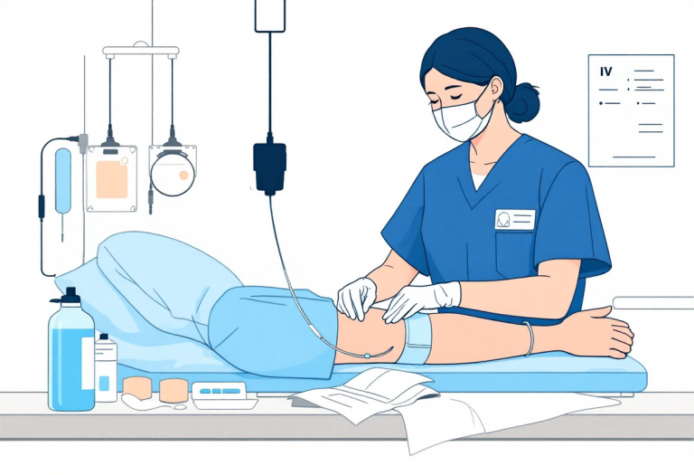 infirmière pose d'une vvp